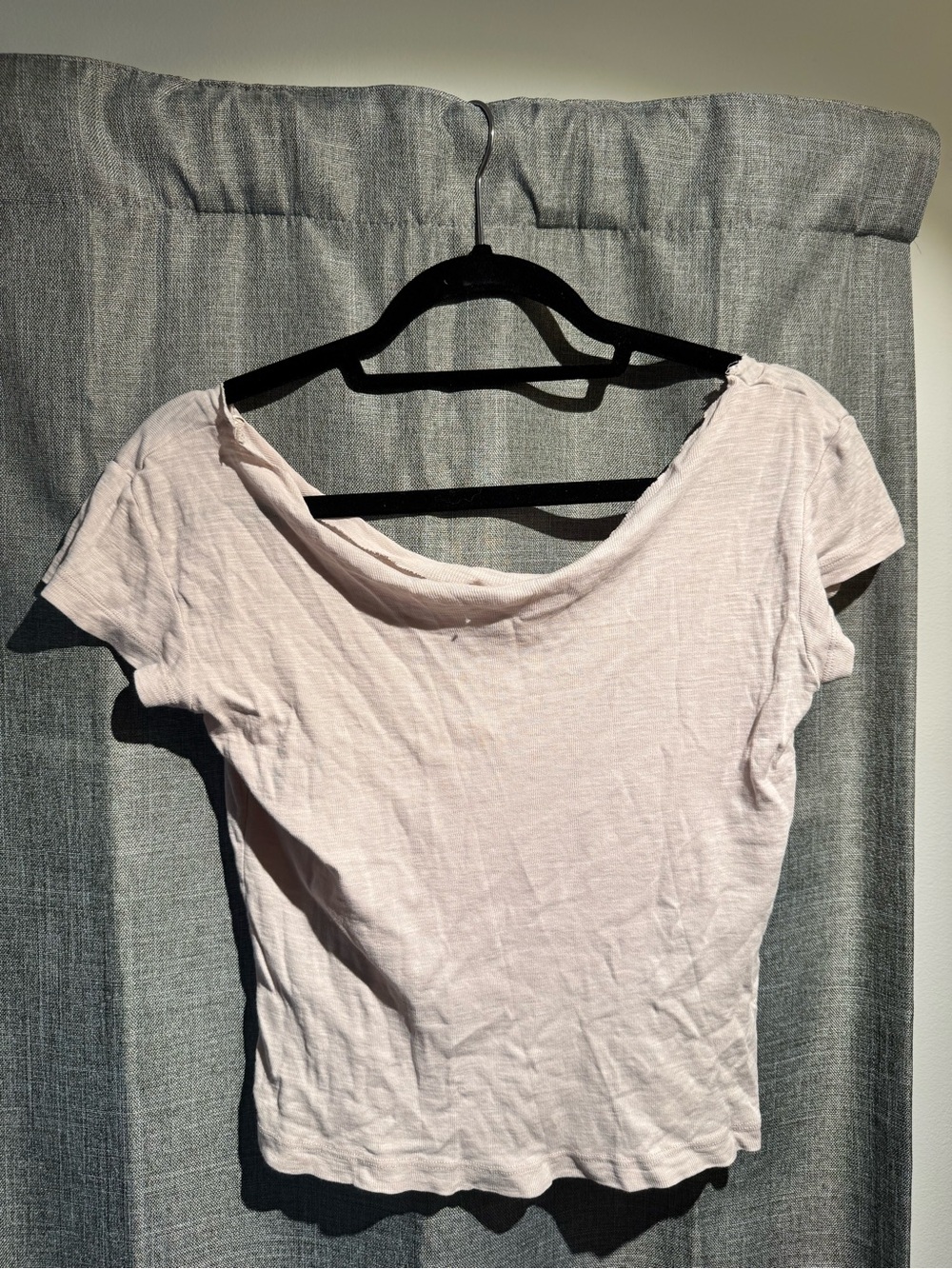 Tan Brandy Melville Women’s Short Sleeve Scoop Neck Top, cut by hand